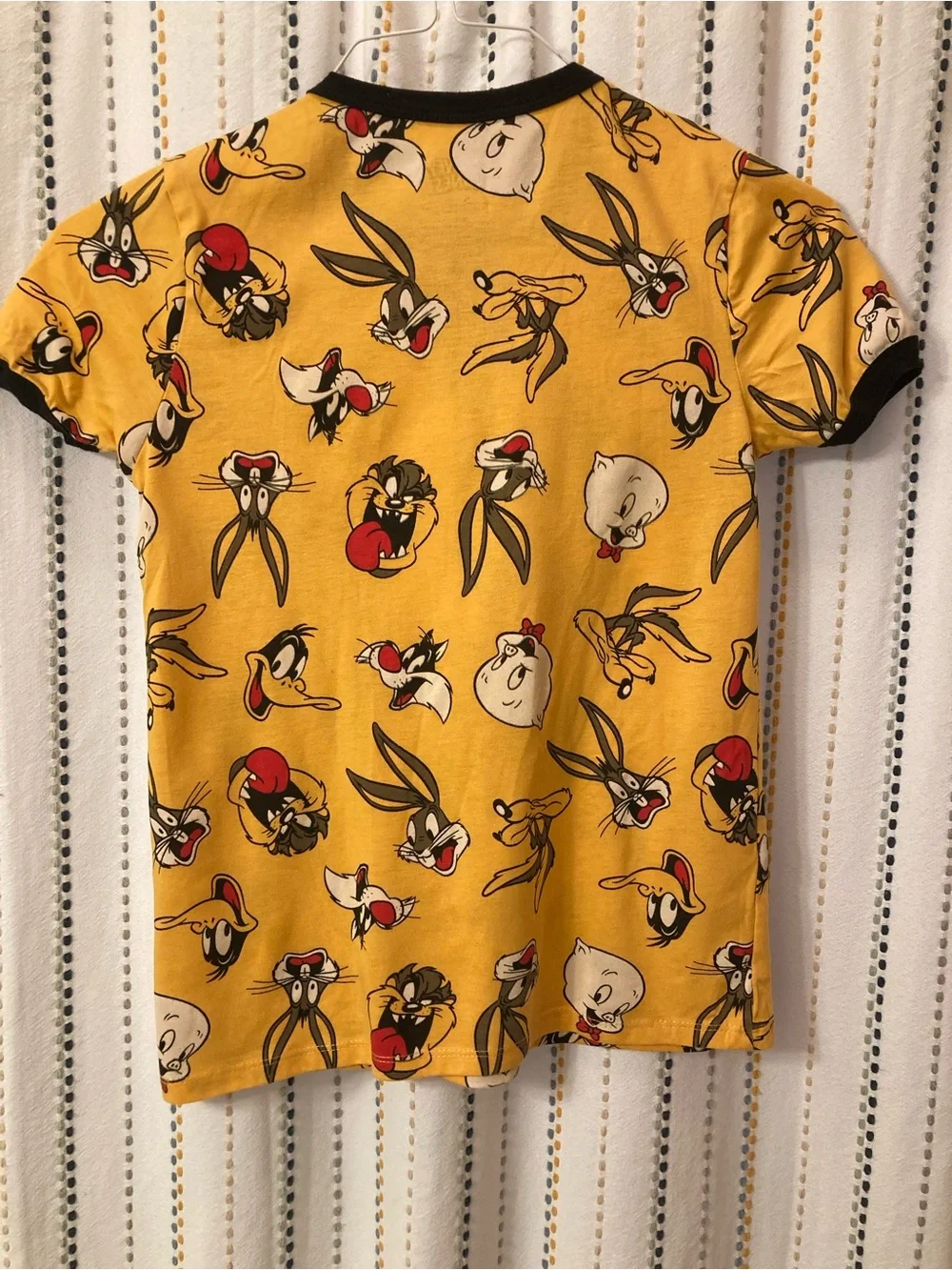 Warner Bros. Yellow Looney Tunes All-Over Character Tee with Black Trim